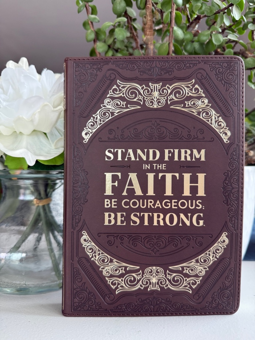 ✨NWT 1 Corinthians 16:13 Faux Leather Journal🤎